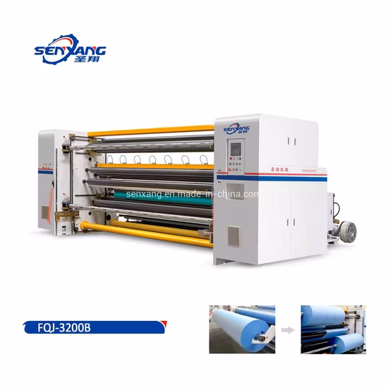 Máquina automática de corte y rebobinado de rollos de película de alta velocidad con sistema de movimiento de cuchillas